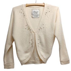 ABERCROMBIE & FITCH SHRUG SWEATER, CASHMERE BLEND W RHINESTONES, SIZE MEDIUM